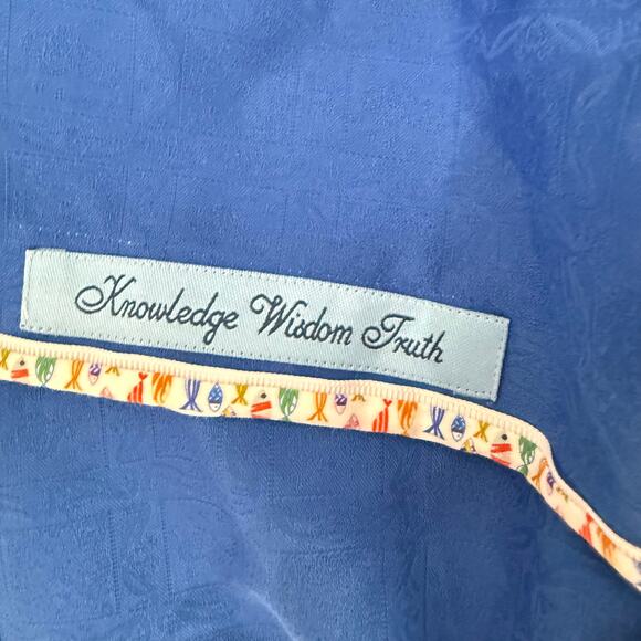 Robert Graham Woven Button Front Short Sleeve Shirt Bozeman Royal Blue M - Picture 3 of 8